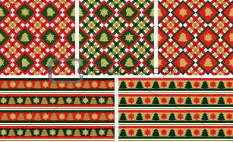 Christmas seamless backgrounds set / wallpapers or wrapping pape
