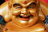 Head and Chest of golden smiling Buddha Statue from Japan