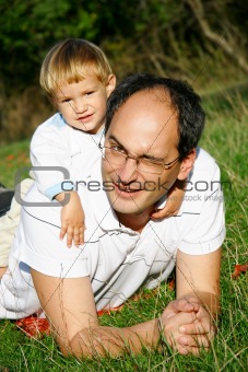 father and son outdoor portrait