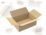 Open empty cardboard 3d box