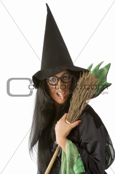 ugly witch with broom