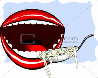 mouth and noodles