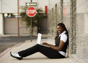 African American Woman with Laptop