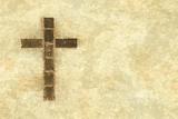 christian cross on parchment