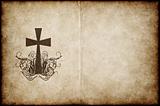 cross on old parchment