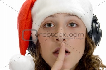 woman instructing to keep silent