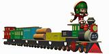 Cute Christmas Elf with Toy Train