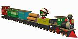 Cute Christmas Elf with Toy Train