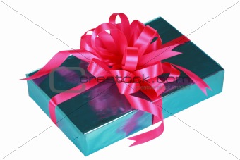 Sky blue present with pink bow