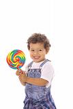shot of a happy toddler with big lollipop