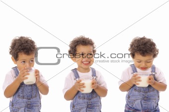 shot of Three children with milk