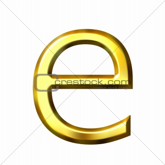 3D Golden Letter e