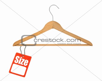 coat hanger and size tag