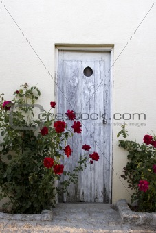 Wooden Doorway in Rose Garden