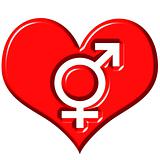 3d heart with combined gender signs