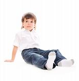 Young adorable boy sitting