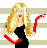 Lady in red gloves, vector illustration