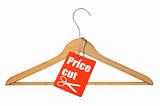 coat hanger and price cut tag