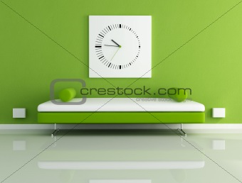 velvet sofa and clock
