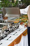 chafing dish heater with food