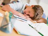 Young Boy Asleep On His Schoolbooks