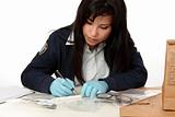 Police forensic detective documents evidence