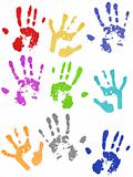 Colored hand prints 