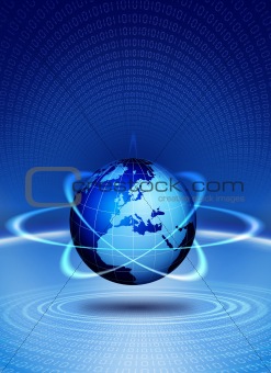 World globe technological action
