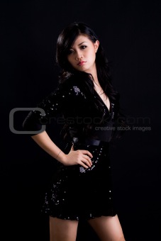 black dress asian girl