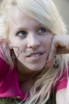 close up of young american woman