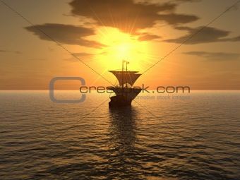 ship & sunset