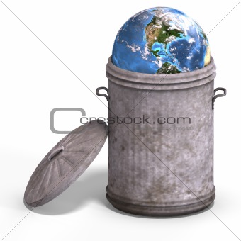 earth in a trash can