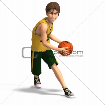 Young man plays basketball