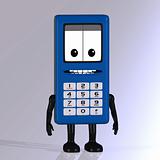 Cartoon cell phone with cute and funny emotional face