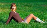 happy girl on green grass