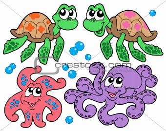 Various cute sea animals collection