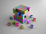 Crumbling colorful cubes