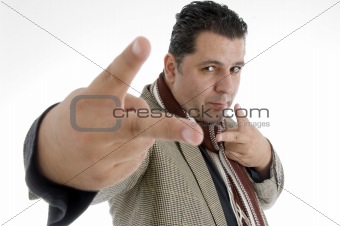 man showing winning gesture