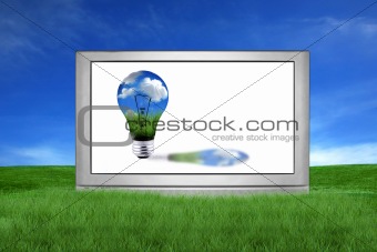 Huge LCD or Plasma TV With Green Energy Concept