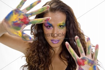 woman with colorful make up 
