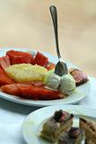 dessert with fruits and icecream