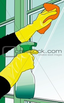cleaning the windows