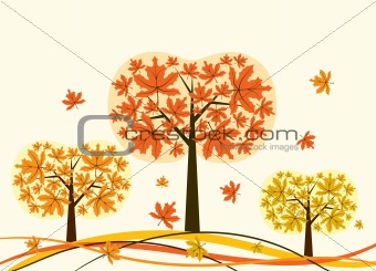 Tree autumn background, vector