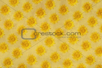 Sheet of the old paper with sunflowers