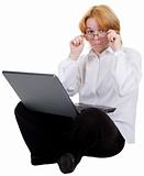 Woman sitting with the laptop
