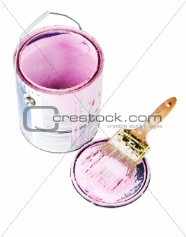 Paint and brush isolated with clipping path