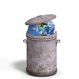 earth in a trash can