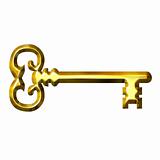 3D Golden Vintage Key