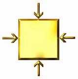 3d golden square witth pointing arrows