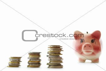  piggy bank  with coins